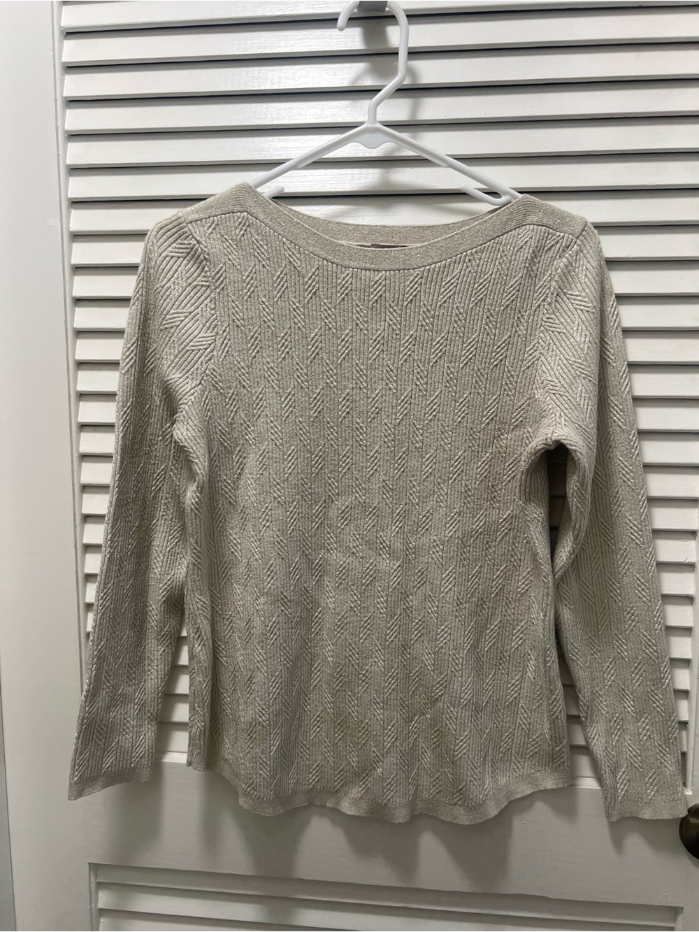 Chico's Cream Textured Long-Sleeve Knit Top